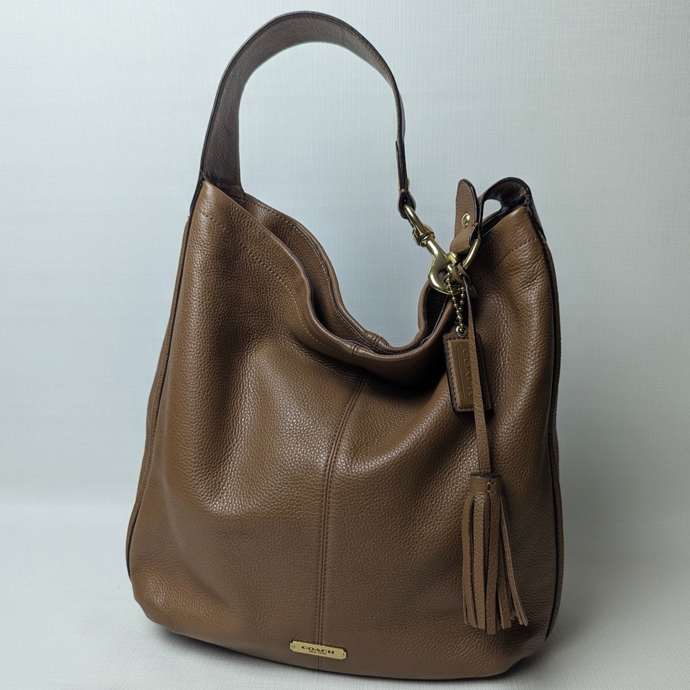 Coach Madison Phoebe Brown Pebbled Leather Shoulder Bag Hobo F23309 Large Tassel - Picture 10 of 10